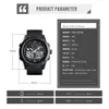 Skmeiファッションスポーツウォッチメンズ屋外のデジタル腕時計5bar防水発光デュアルディスプレイ腕時計モントルホム