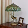 Europejski styl Tiffany Witraż Lampy stołowe Elk Light Dragonfly Lampshade do salonu Dining Bar Sypialnia Desk La