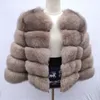 2020 Fashion Coat Short Real Fur Coat Kvinnor Naturliga pälsrockar Vinter Nio Kvartär Ärmar Varm Kläder Varm