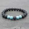 Lava Stone Beads Bracelets Natural Black Elastic Bracelet Volcanic Rock Beaded Hand Strings Yoga 7 Chakra men Bracelet1874460
