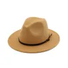 Vintage Unisex Erkekler Kadın Keçe Şapka Geniş Brim Fedora Trilby Panama Saf Renkli Gangster Kap Caz Şapka Femme MNDJS015 D19011102