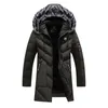 Winter Parka Men's Solid Jacket 2019 Ny ankomst tjock varm kappa lång huva jacka päls krage vindtät vadderat kappa mode 265q