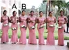Zuid-Afrikaanse roze zeemeermin bruidsmeisjes jurken plus size sheer nek kant applicaties vloer lengte bruiloft gasten jurk