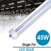 Stock aux États-Unis + 6000K 8ft LED Tube T8 Single Pin FA8 45W LED Tube Fluorescent Remplacement 8FT 8 Pieds Ampoules Lampe SMD2835 Ampoule LED