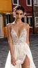 Abiti da sposa personalizzati Perline Sexy High Side Split Pizzo Appliqued Spaghetti Backless Abiti da sposa vestido de novia