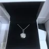 Collana classica con ciondolo firma in argento Scatola originale per disco di diamanti CZ Collane a catena in argento sterling 925 Gioielli da donna2305028