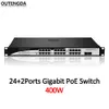 Commutateur POE Gigabit 24 + 2 ports 1000M avec 24 emplacements optiques PoE Full gigabit 2 1000M puissance 400W vers IPCams, WiFi AP, puissance 400W