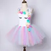 Blumenmädchen Einhorn Tutu Kleid Pastell Regenbogen Prinzessin Mädchen Geburtstag Party Kleid Kinder Kinder Halloween Kostüm 2-12 Jahre