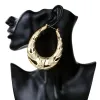 Vente en gros - Boucles d'oreilles créoles en bambou grand cercle en métal doré pour femmes bijoux mode hip hop exagérer