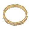 Ny Personlig Solid Iced Out Mens Charm Armband Bangle Iced Out Guld Silver Färg Bracelets Hip Hop Bling Smycken Gåvor