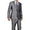 Moda Shinny Grey Groom Tuxedos Doskonały Peak Lapel Groomsmen Wedding Jacket Blazer Mężczyźni Formalny Prom / Dinner Suit (Kurtka + Spodnie + Krawat) 1202