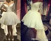 2019 Wunderschönes Hi-Lo-Hochzeitskleid mit voller Spitze, arabische Prinzessin, schulterfrei, lange Ärmel, Landhausstil-Brautkleid nach Maß in Übergröße
