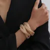 Cuff Lacteo Cuban Thick Chunky Bracelet Bangle Jewelry For Women Vintage Double Layered Gold Color Metal Chain Charm