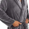 Mens Winter Warm Plush förlängda sjal badrock hem duschkläder Lång robe kappa Kng88