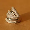 Mode-Nieuwe Mode 925 Sterling Zilveren Ring Met Veel Rhinestone Multilayer Ring Maat 6 7 Overdreven stijl Fijne sieraden