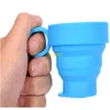 Telescópicos dobráveis ​​de silicone Travel Cups com alça de beber copos Folding Viagem Camping Cup
