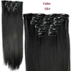 6 stks / set Clip in Hair Extensions Synthetische haarstukken Rechte 24 inch 140G Clip op Hair Extensions Meer kleuren