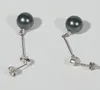 Wholesale 10MM Tahitian Black Long Section Shell Pearl Earrings 925 Silver Accessories