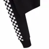 여자 작물 탑 스웨트 파인애플 자수 깅엄 격자 무늬 후드 풀오버 여성 아름다움 의류 후드 땀 셔츠 1