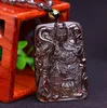 Pendentif Guangong en obsidienne de graines de glace, collier pour hommes, pendentif de garde du corps, pendentif en Jade