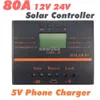 Freeshipping 80A Solar Controller 5V USB charger for mobile phone 12V 24V PV panel Battery Charge Controller Solar system Home indoor use