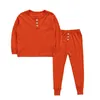 Bambini Tinta unita Pigiama Bottone Decorazione Bambini Manica lunga Elastico Servizio a domicilio Estate Autunno Pigiameria Set di abbigliamento per bambini HHA500