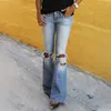 Jeans a gamba larga a vita alta Pantaloni in denim elasticizzato moda donna Jeans strappati a zampa di elefante per donna Pantalon Ropa Mujer Verano 2020