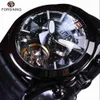 Aflammer Convex Glass Tourbillon Tourbillon 3D Designer Véritable Bracelet en cuir véritable Montres Montres Top Marque Luxe Luxe Horloge horloge