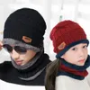 Hiver Bonnet Scarf 2 en 1 Ensemble de chapeaux parent-enfant Famille Feule chaude Soft Skull Casquette Masque Casquettes Chapeaux Unisexe tricoté Chapeau de plein air Ljja2797-4