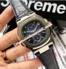 Ny version Luxury Watch High Quality Mens 40mm 5990/1A-001 Datum Läderrem Asien Transparent automatisk rörelse Fashion Men's Watch