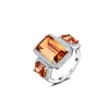 Bague de couleur Champagne Zircon cubique CZ pierre bijoux pour bagues de fête de mariage bague en argent massif pour les femmes