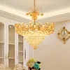 American Modern Golden Crystal Chandelier Lights Fixture Led European Chandeliers vardagsrum matsal Restaurang Hem inomhusbelysning