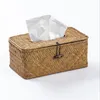 Tissue Box woven Grass straw Napkin Container Handkerchief Box Paper Organizer Home Kitchen Living Room Decor