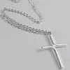 Pendentif croix en acier inoxydable nouveau pendentif collier simple placage en acier titane pendentif chaîne clavicule trois couleurs