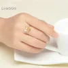 Söt bi 925 Sterling Silver Ring 1CT Natural Citrine Gemstones Jewelry 14K Gold Plated Rings for Women Jewellery LMRI019