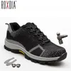 Roxdia ماركة زائد الحجم 39-48 الصلب toecap الرجال الأعمال السلامة الأحذية التمويه الصلب منتصف وحيد تأثير مقاومة النساء أحذية RXM102