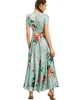 Femmes Floral Imprimer Bouton Up Split Flowy Boho Party Long Maxi Dress Robe De Plage D'été Robe De Cocktail