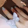 Choucong Handmade Flying Butterfly Ring Mrico Pave 299pcs 5a Zircon CZ 925 Sterling Silver Party Wedding Band Rings for Women2748