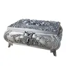 Classical Metal Jewelry Storage Box Flower Rose Princess Vintage Silver Color Tin Alloy Trinket Casket Wedding Favors S M L