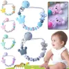 Baby Silikon Schnuller Anti-Drop-Kette Silikon Holzperlen tierische nette Schnuller Clips Ketten Baby-Karikatur-Spielzeug