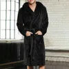 Hirigin męska zima ciepłe szaty Grube wydłużone pluszowe szale szlafrok Kimono Strona główna Odzież Długi Rękaw Płaszcz Peignoir Homme