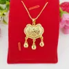 Mooie kinderen hangslot hanger ketting 18 k geel goud gevulde mode baby charme gift kinderen aanwezig