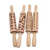 Christmas Embossed Rolling Pin Engraved Carved Wood Baking Cookies Biscuit Cooking Fondant Cake Dough Roller Reindeer Snowflake