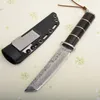 Särskild offfer fast rak kniv VG10 Damascus Steel Tanto Blade Ebony Handle Survival Rak knivar med Kydex