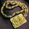 Collier en or jaune 18 carats pour hommes et femmes, chaîne à pendentif long chinois rempli, n422