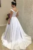 Ultimi abiti da sposa con tasche fuori spalla spazzano pieghe in stile country abiti da sposa moderni a buon mercato vestidoe de noiva cust3975995