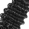 Naturfärg Djupvåg Brasiliansk Virgin Human Hair Weaves Obehandlat Hår Weft Extensions 8-28 tum DHL Gratis