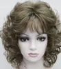 Парик Светло-золотистый Коричневый Короткие вьющиеся женские дамы Ежедневный синтетический пушистый парик FTLD208