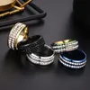 2 Rows Crystal Stainless Steel Rings Band Wedding Ring for Women Men Bride Fashion hip hop jewelry