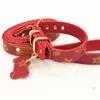 Red Bow Dog Collars Leather Pet Traction Rope Suit Outdoor Dog Safety Products Designer Leashes 44069407984521